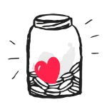 Illustration d'un coeur et de pièces'